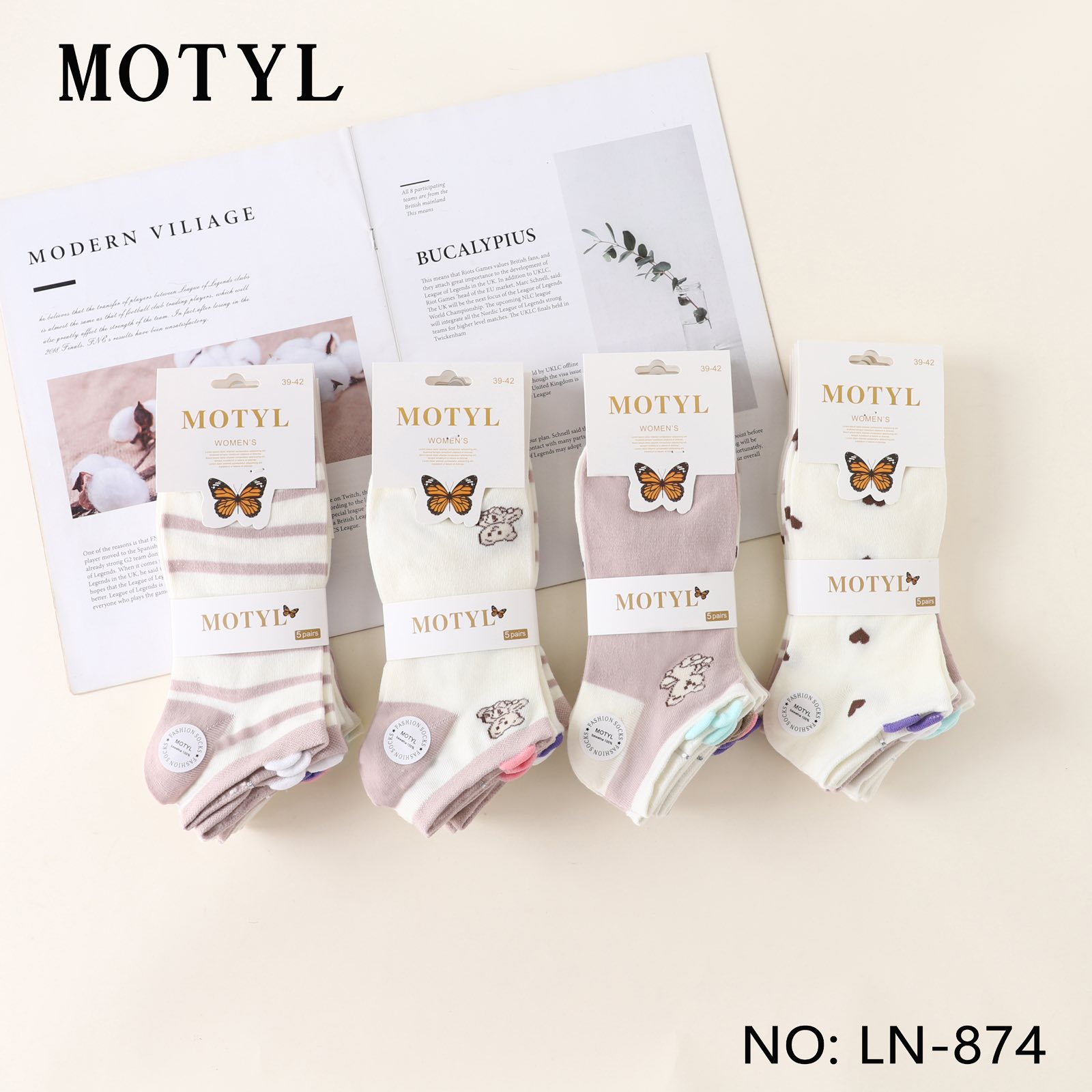 Skarpety damskie Roz 35-42, Mix kolor Paczka 40 szt 1